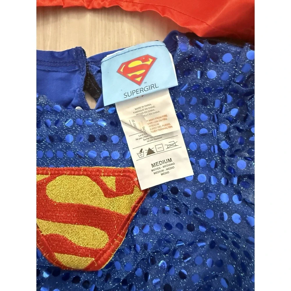 Supergirl Costume Kits Sparkle Tutu Halloween Dress Belt Mask Cape Size 8-10 M